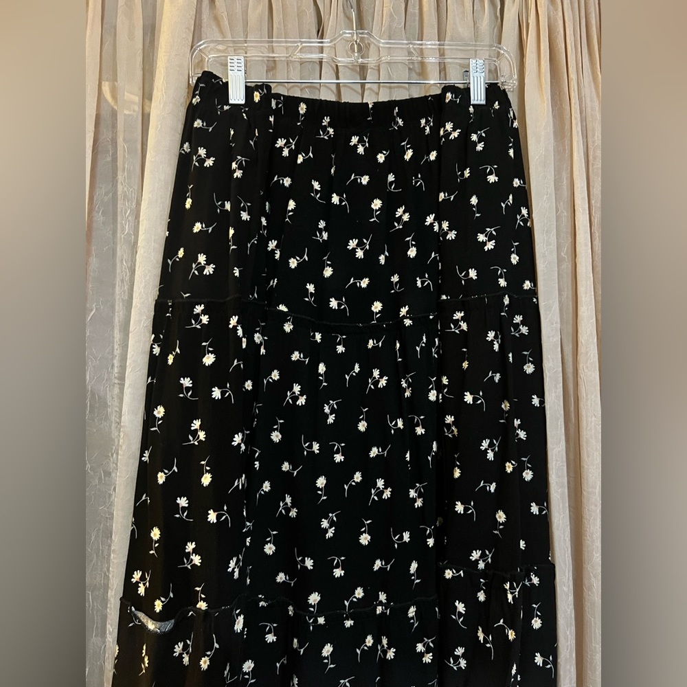 Black with flowers skirt
